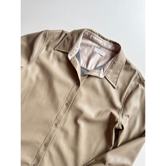 Aritzia BABATON Pelli Shiitake Taupe Beige Vegan Leather Shirt Jacket, Size M - Picture 6 of 16